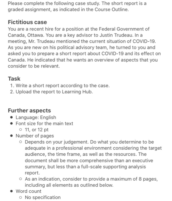 Please complete the following case study. The