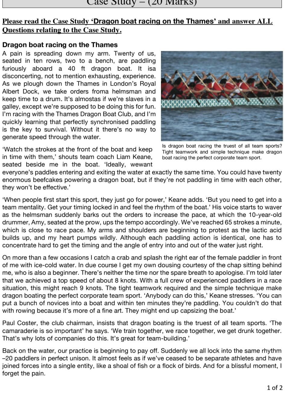 Study Marks) Please read the Case Study Dragon