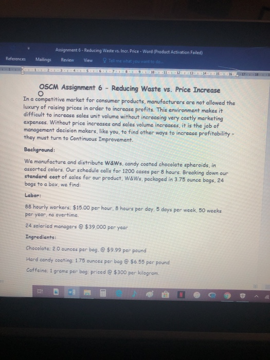Assignment 6 - Reducing Waste vs. Incr. Price -