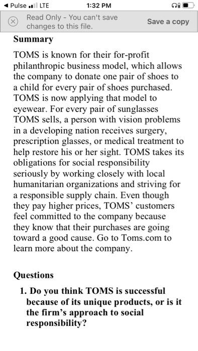 Pulse . LTE 1:32 PM G Read Only - You can't save