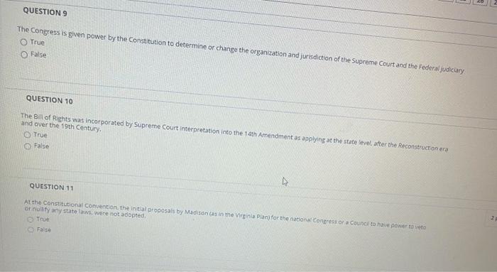 QUESTION 9 The Congress is given power by the