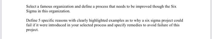 Select a famous organization and define a process