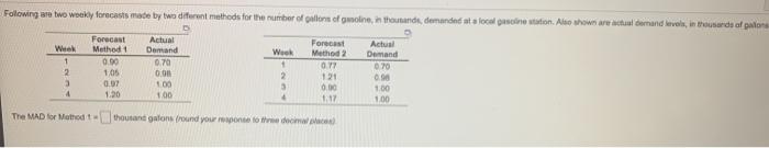 Following we two weekly forecasts made by two