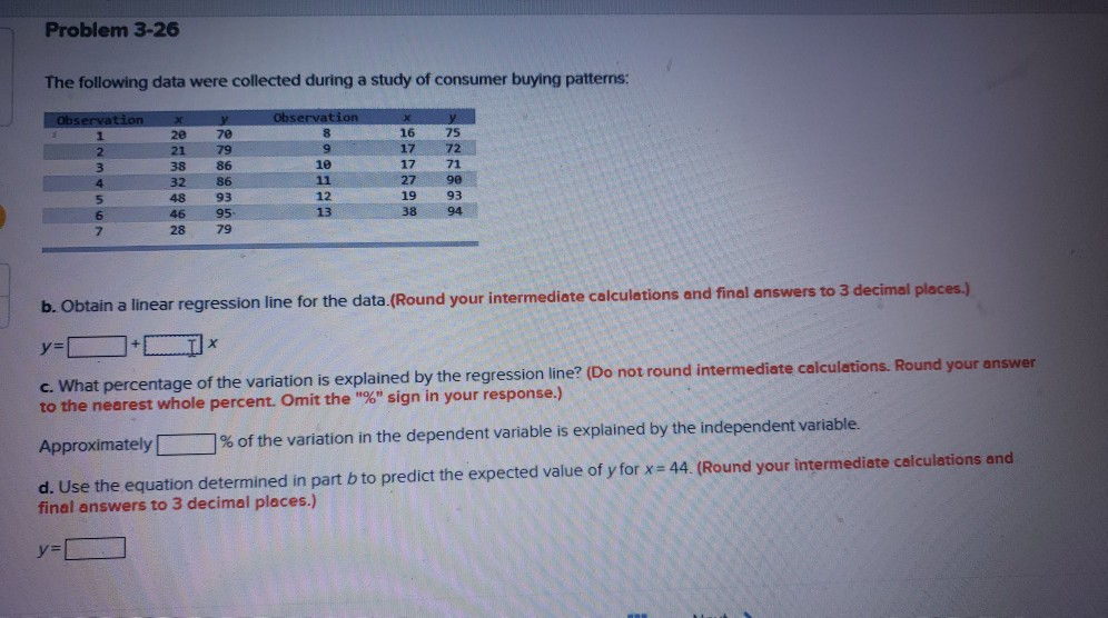 Problem 3-26 The following data were collected