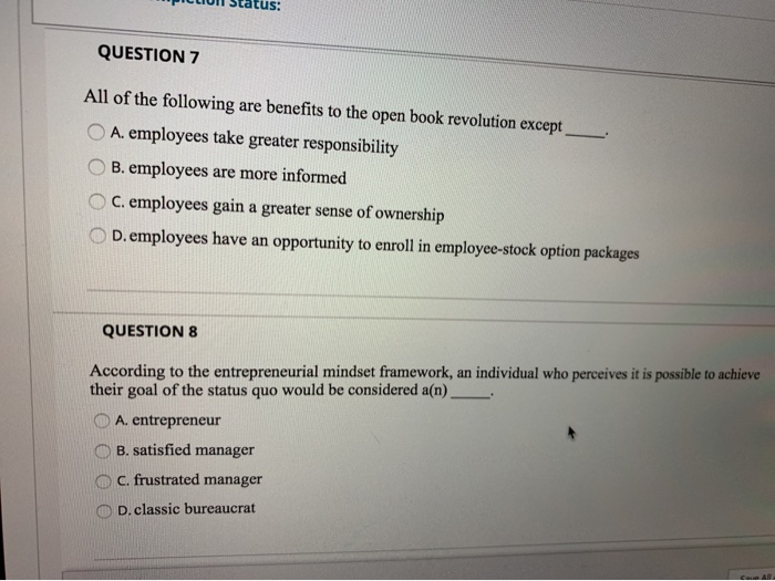 CLIull Status: QUESTION 7 All of the following