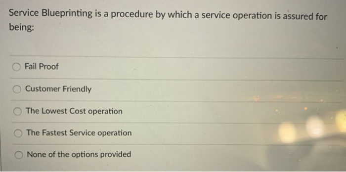 Service Blueprinting is a procedure by which a