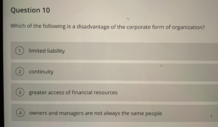 Question 10 Which of the following is a