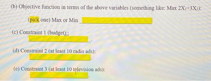 Note: (1) Read the given conditions in each