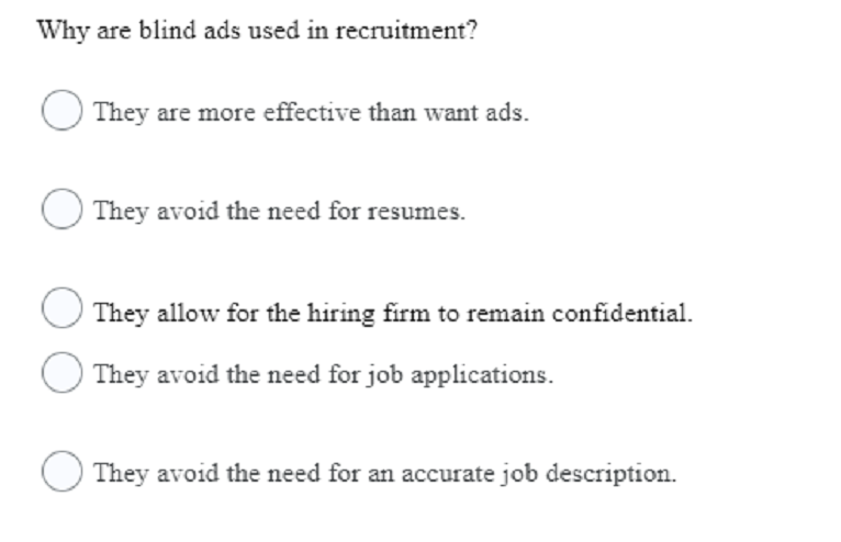 Why are blind ads used in recruitment? They are