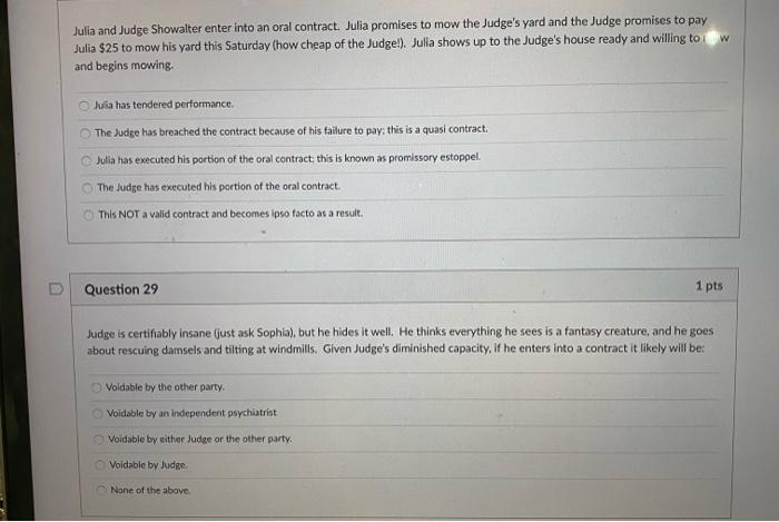 Julia and Judge Showalter enter into an oral