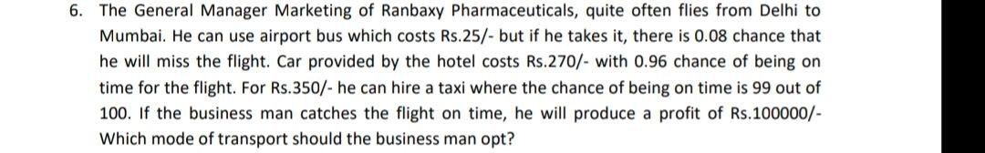 6. The General Manager Marketing of Ranbaxy