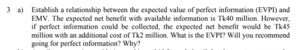 3 a) Establish a relationship between the