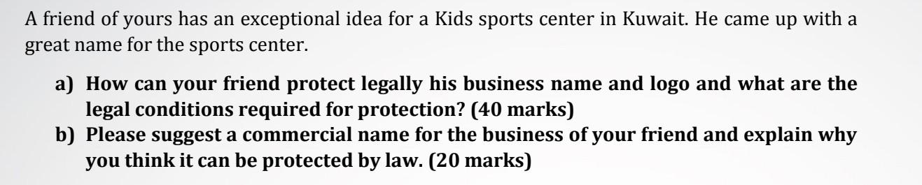 A friend of yours has an exceptional idea for a