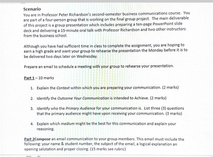 help me please Scenario You are in Professor