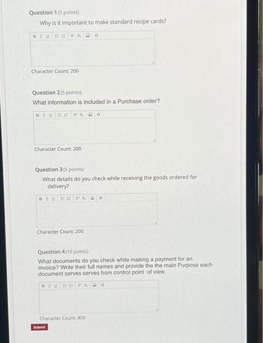 Question 1 ( 5 points) Why is it important to