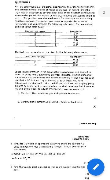 2 QUESTION 1 You are empoyed as all lastral