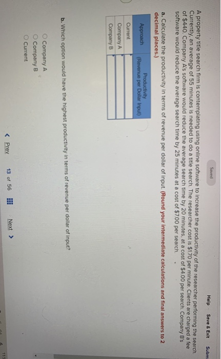 Saved Save & Exit Subm Help A property title