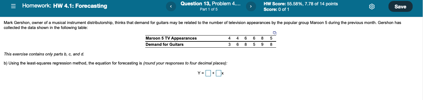 = Homework: HW 4.1: Forecasting Question 13,