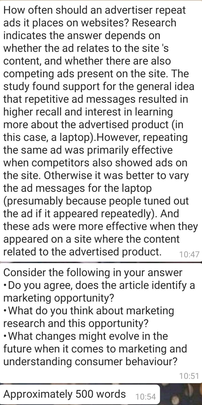 How often should an advertiser repeat ads it