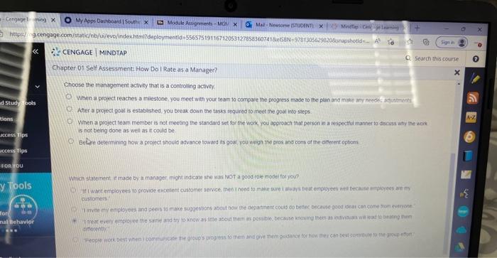 choose the management activity that is a