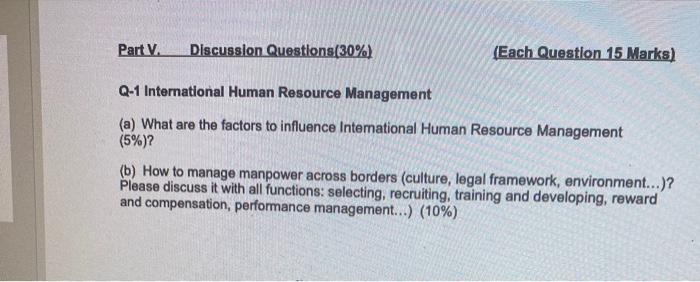 Part IV. Answer the Questions (20% MARKS) Each