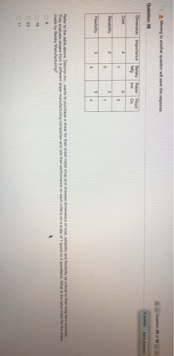 Moving to another question will save this