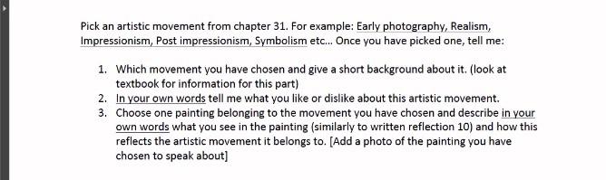 Pick an artistic movement from chapter 31. For