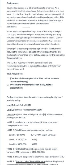 compensation plan include in your thinking: 1.