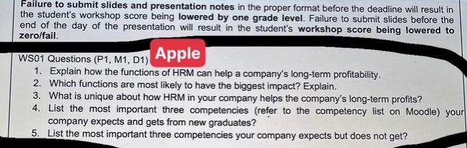 Failure to submit slides and presentation notes