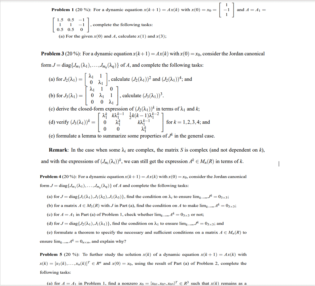 I need the problem 4 Please Problem 1 (20 %): For