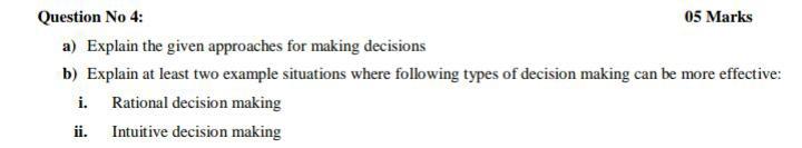 Question No 4: 05 Marks a) Explain the given