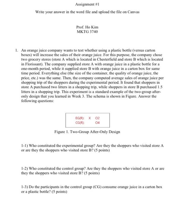 Assignment #1 Write your answer in the word file