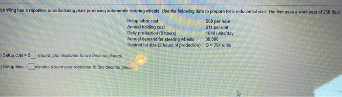Use the following data to prepare ack Wing has a