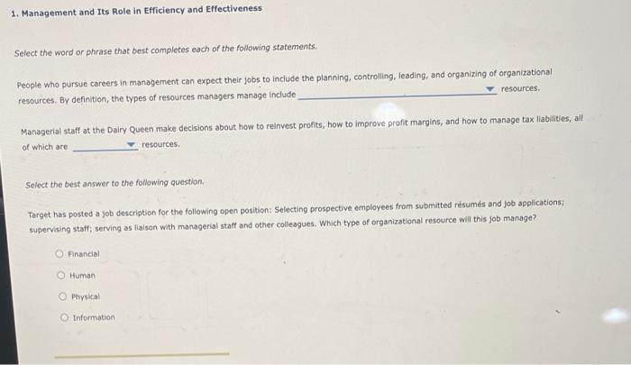 1. Management and Its Role in Efficiency and