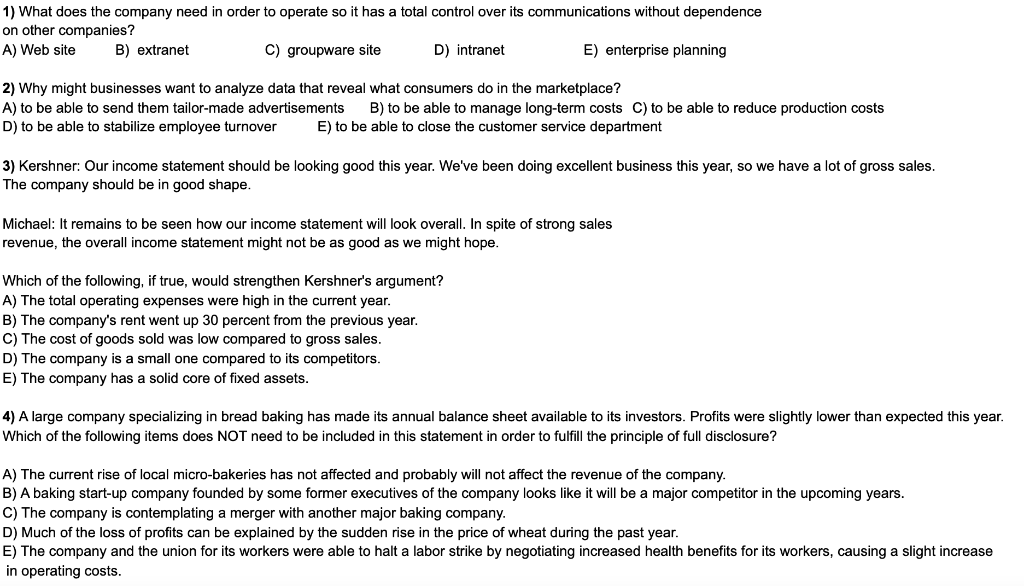 Please answer all 4 w/ explanation. Thanks. 1)