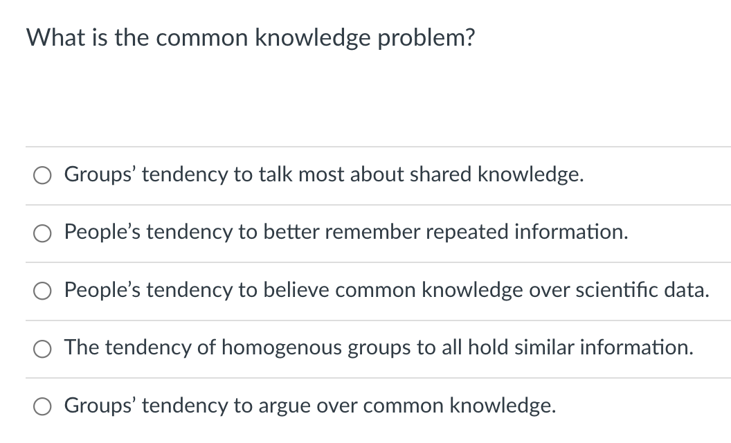What is the common knowledge problem? Groups'