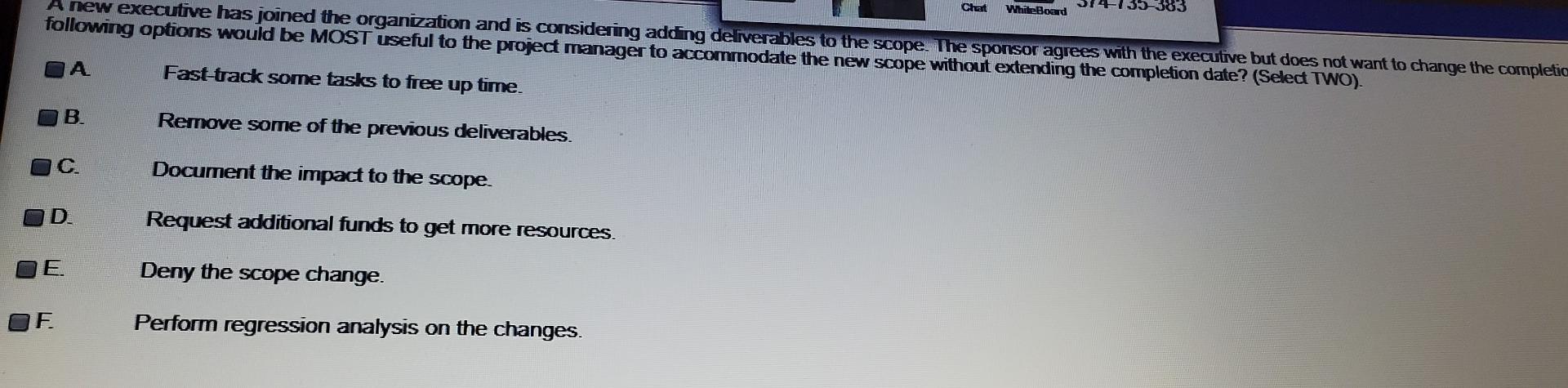 Chat White Board A firm, fixed price project is