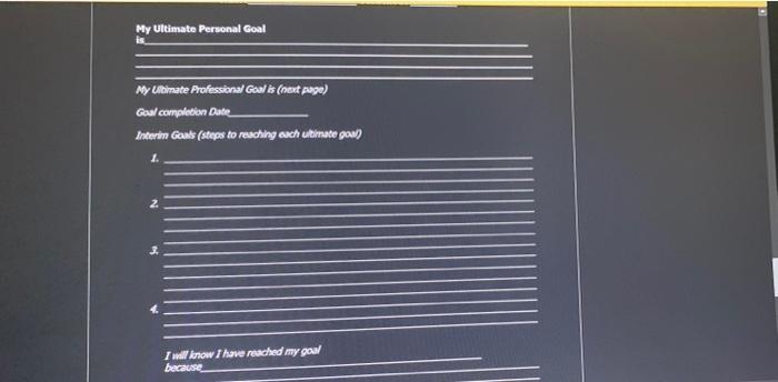 My Ultimate Personal Goal My Ultimate