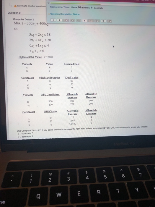 Moving to another question Remaining Time: 1