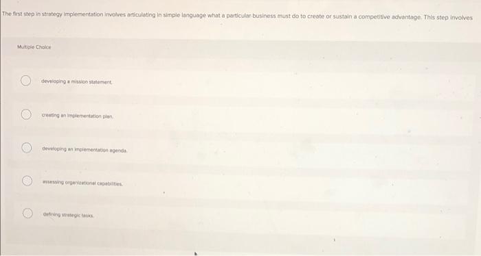 The first step in strategy implementation