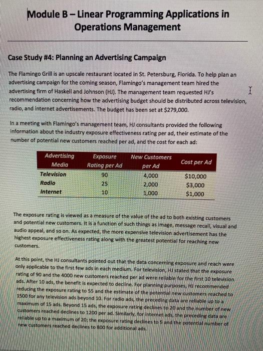 Case Study #4 - Linear Programming - Planning an