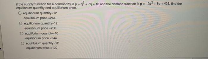 If the supply function for a commodity is p =q2