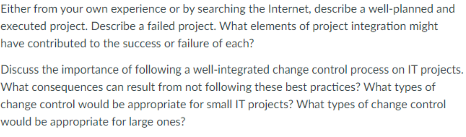 Chapter 4 Discussion IT Project Management Either