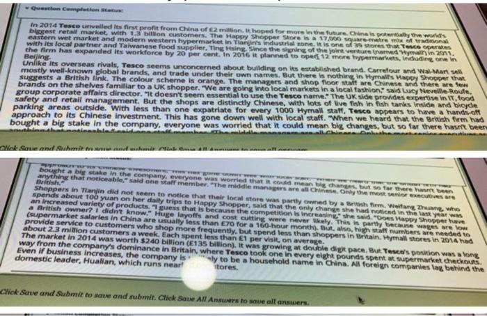 short answer please Question Completion In 2014