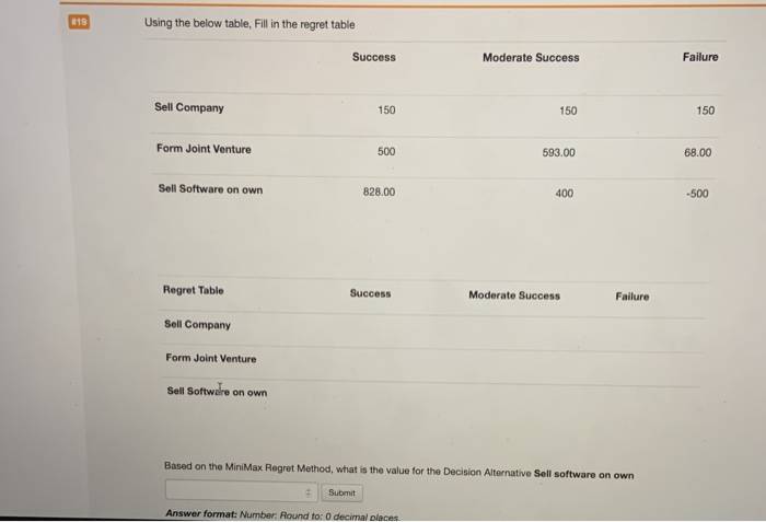 119 Using the below table, Fill in the