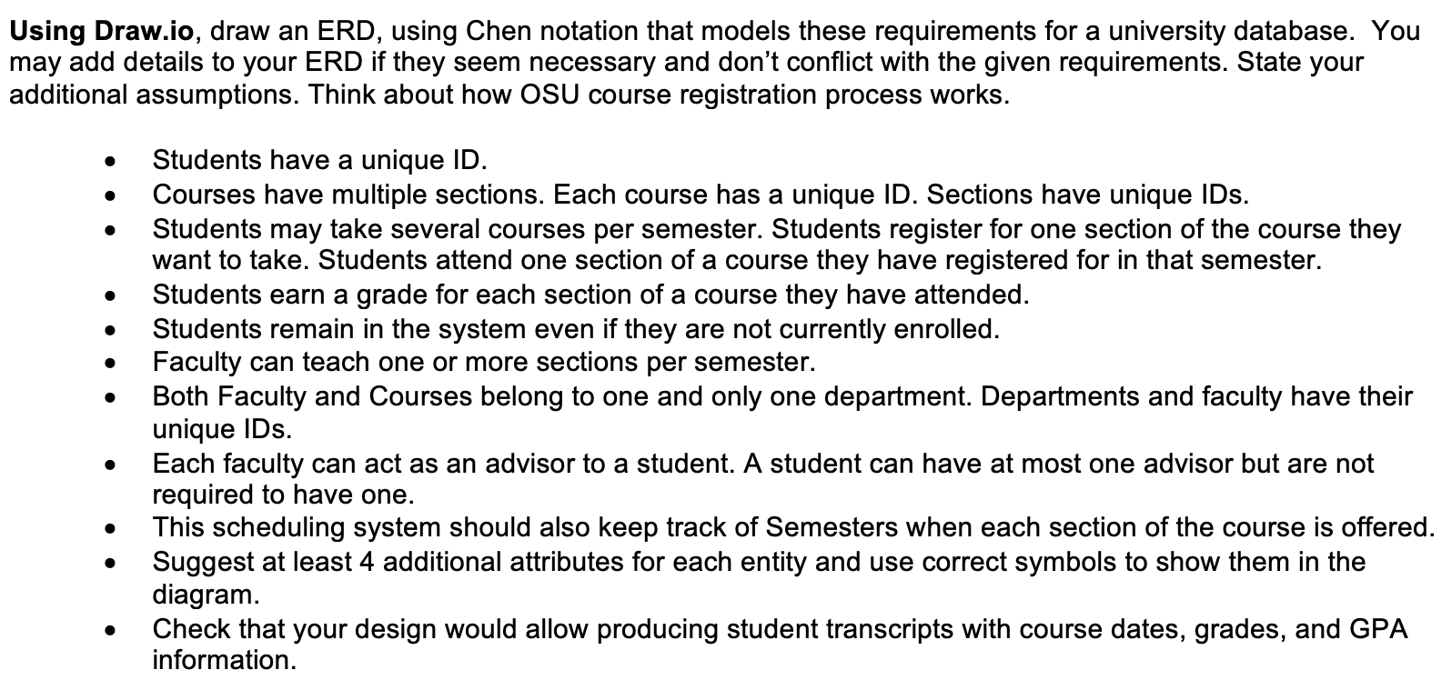 Jsing Draw.io, draw an ERD, using Chen notation