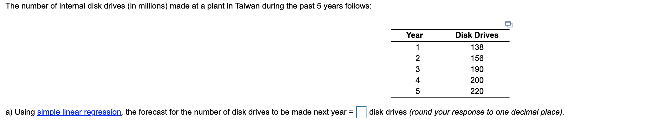 b) The mean squared error (MSE) when using simple