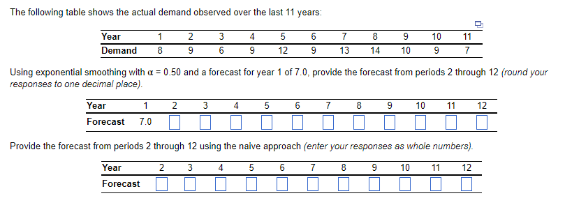 Using exponential smoothing with =a=.5 and a