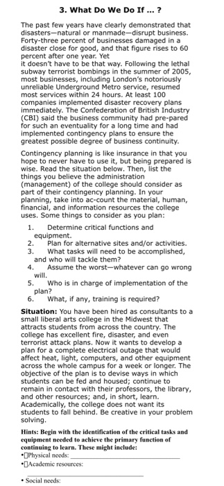 3. What Do We Do If ... ? The past few years have