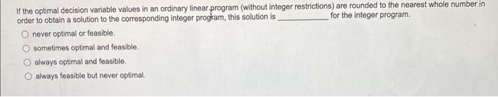 If the optimal decision variable values in an